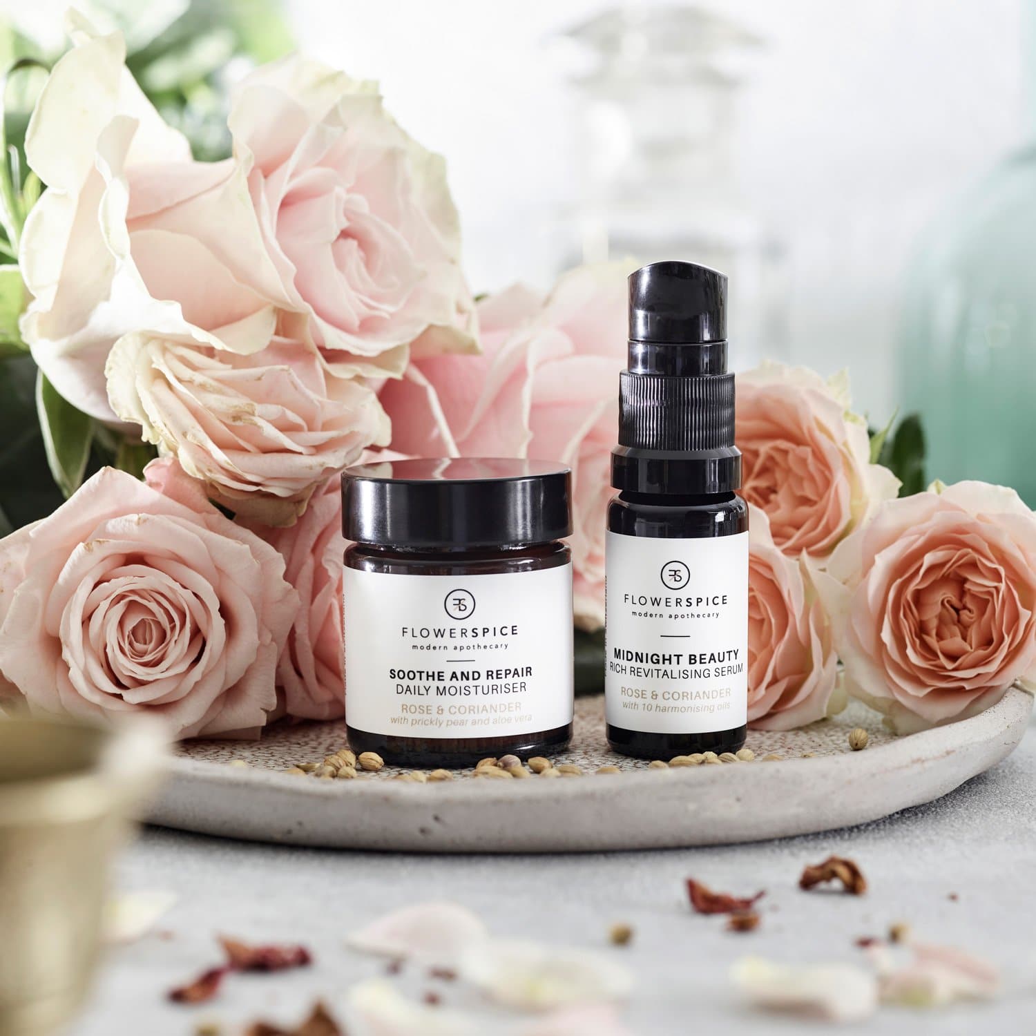 TRAVEL SET - Mini Rose & Coriander Duo - Flower and Spice, Natural Skincare